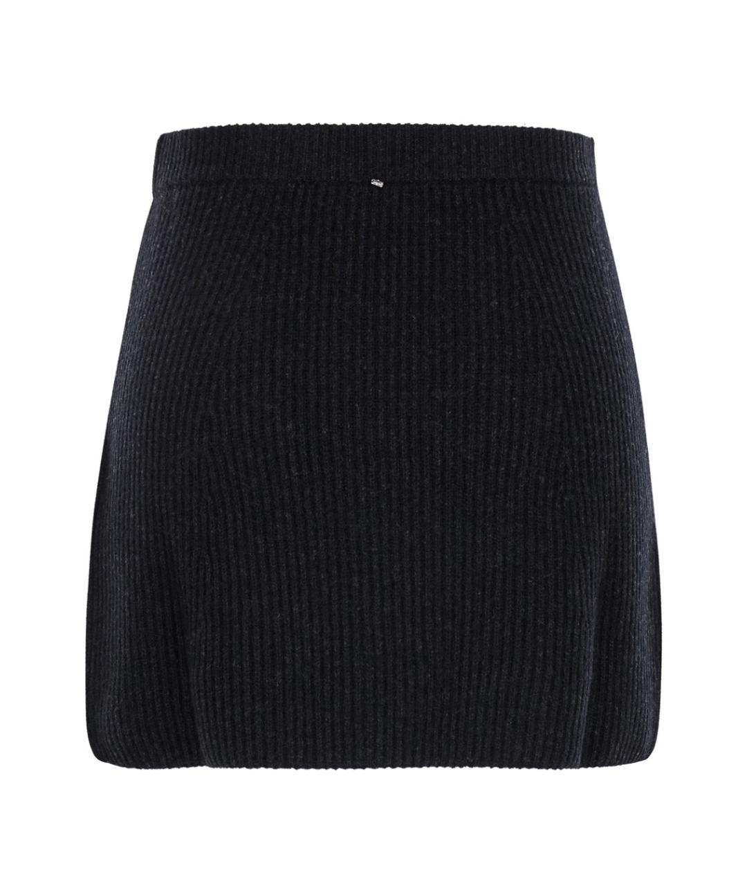 SPORTMAX Черная шерстяная юбка мини, фото 2