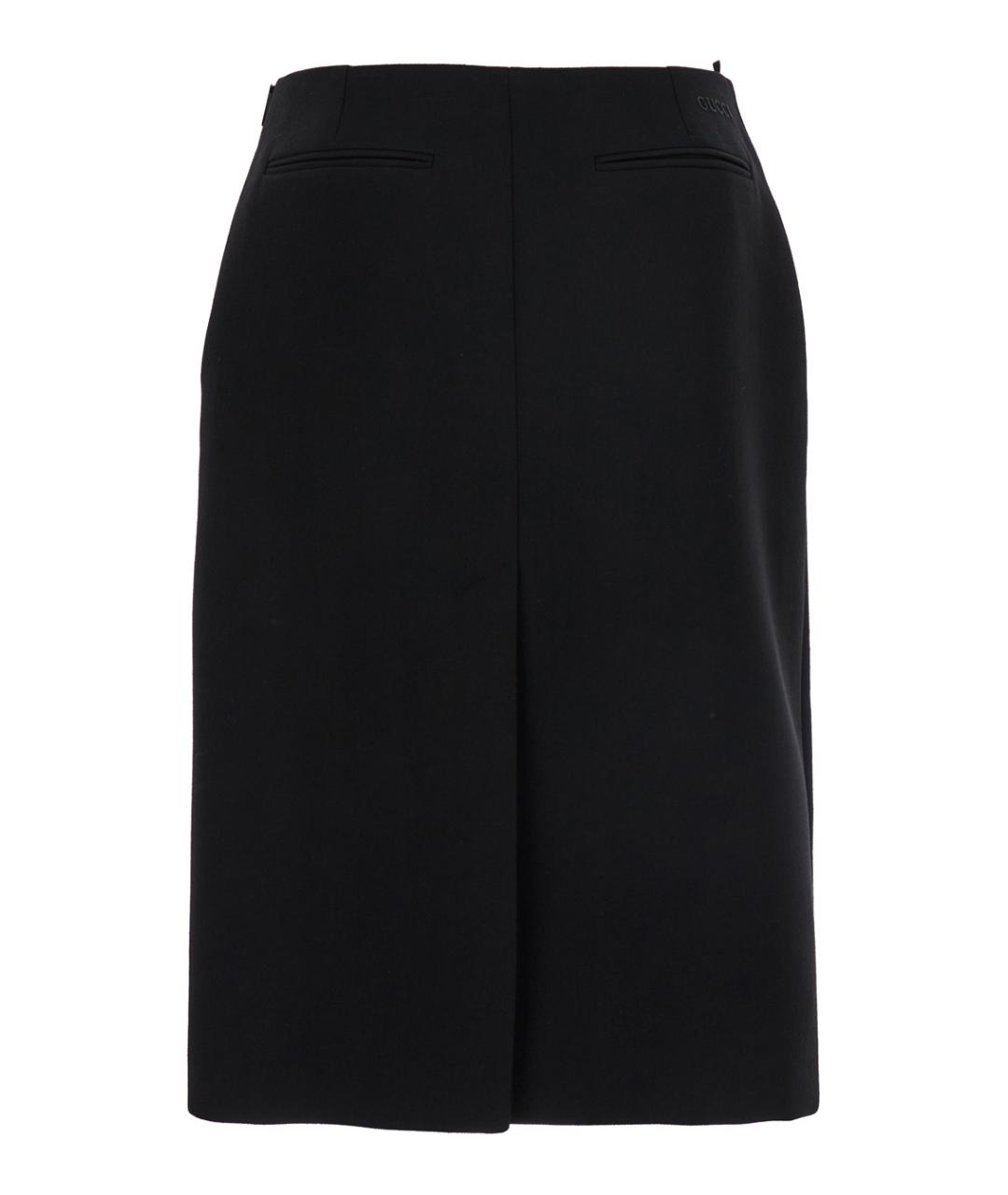 GUCCI Черная шерстяная юбка миди, фото 2