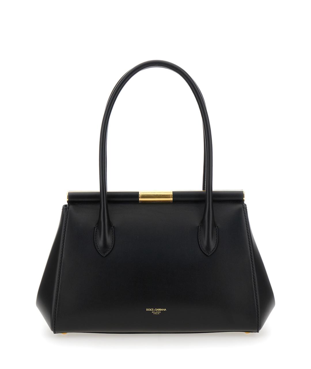 DOLCE&GABBANA Черная кожаная сумка с короткими ручками, фото 1