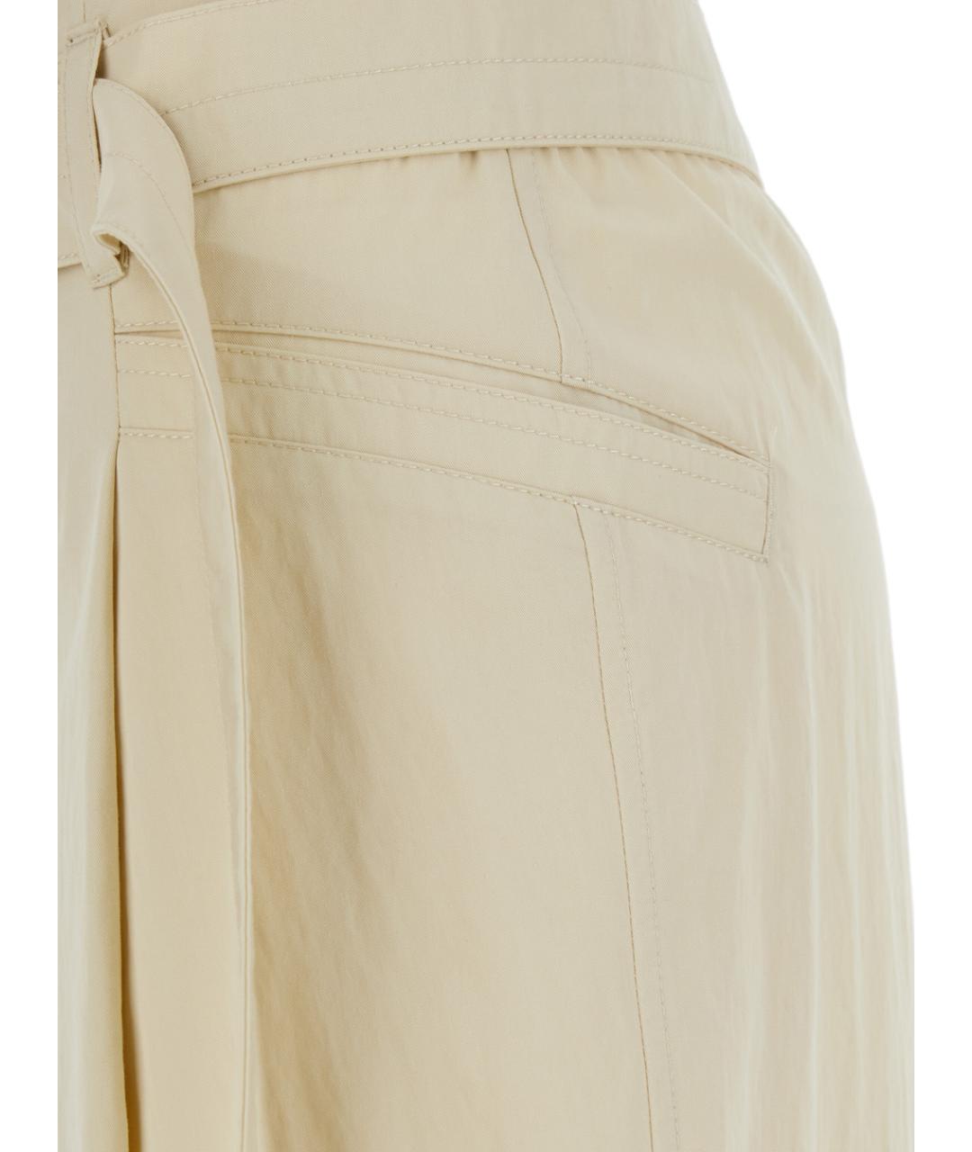 LOW CLASSIC Бежевые хлопковые прямые брюки, фото 3