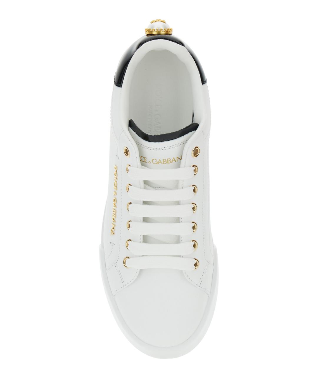 DOLCE&GABBANA Белые кожаные кроссовки, фото 4
