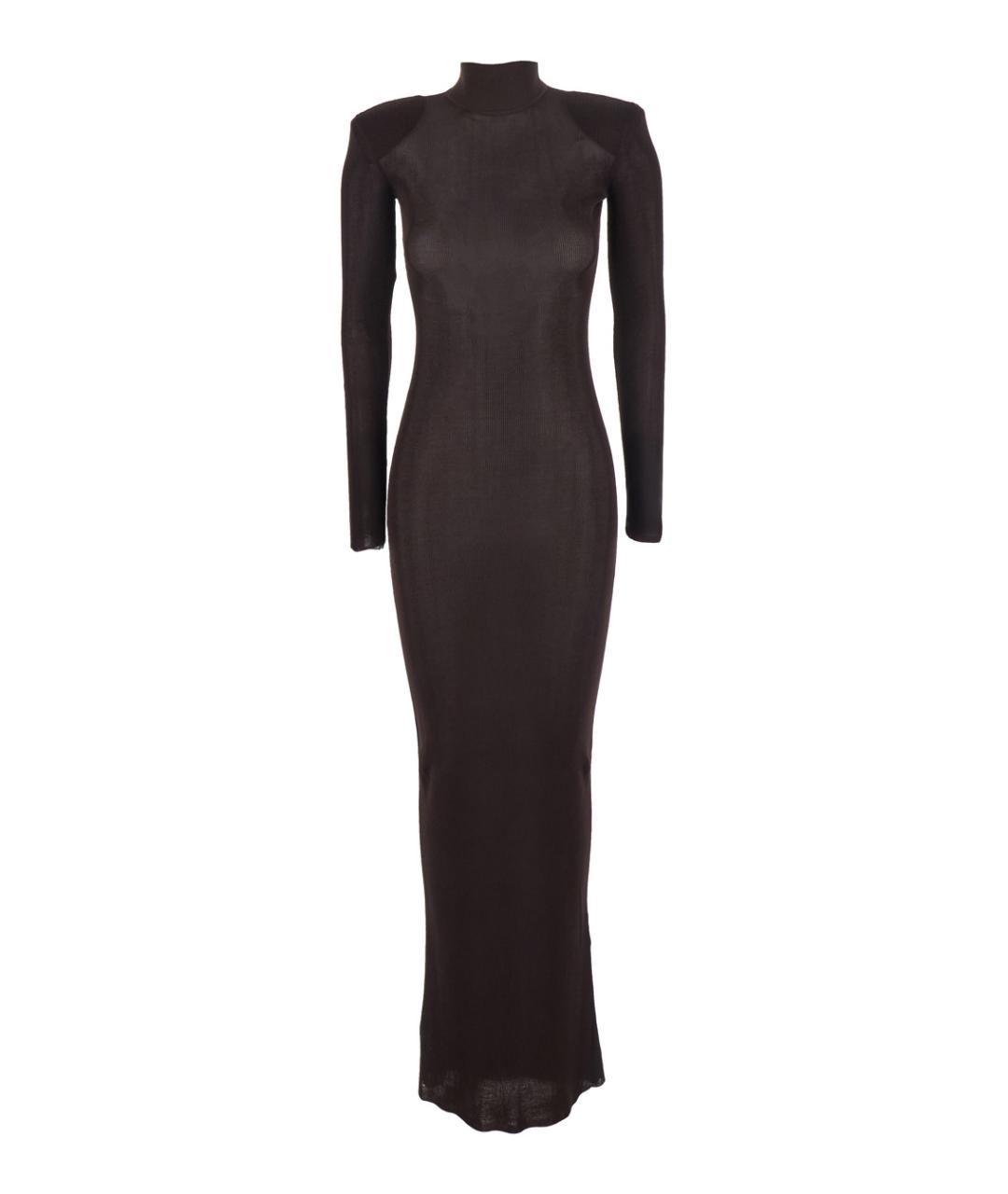 SELF-PORTRAIT Коричневое вискозное повседневное платье, фото 1