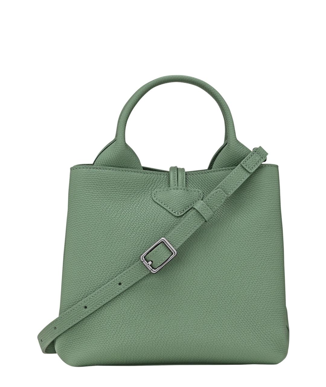 LONGCHAMP Зеленая кожаная сумка с короткими ручками, фото 2