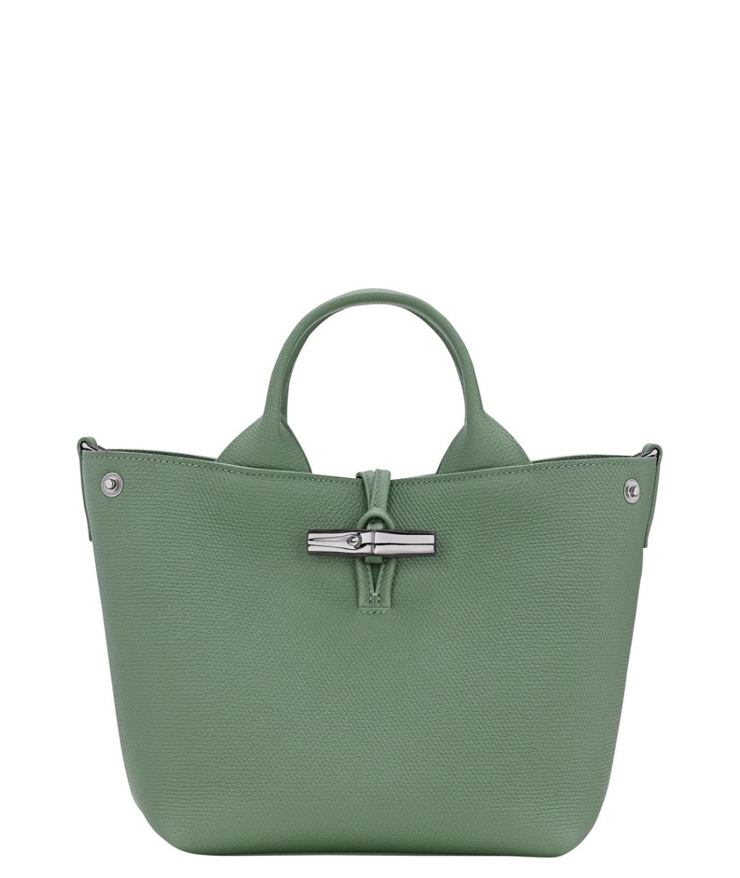 LONGCHAMP Зеленая кожаная сумка с короткими ручками, фото 3