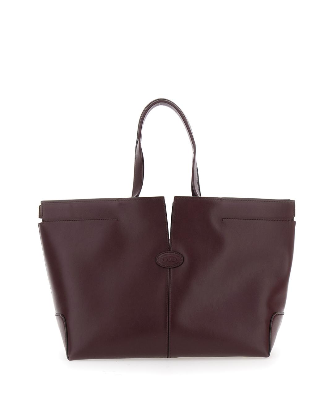 TOD'S Бордовая кожаная сумка тоут, фото 1