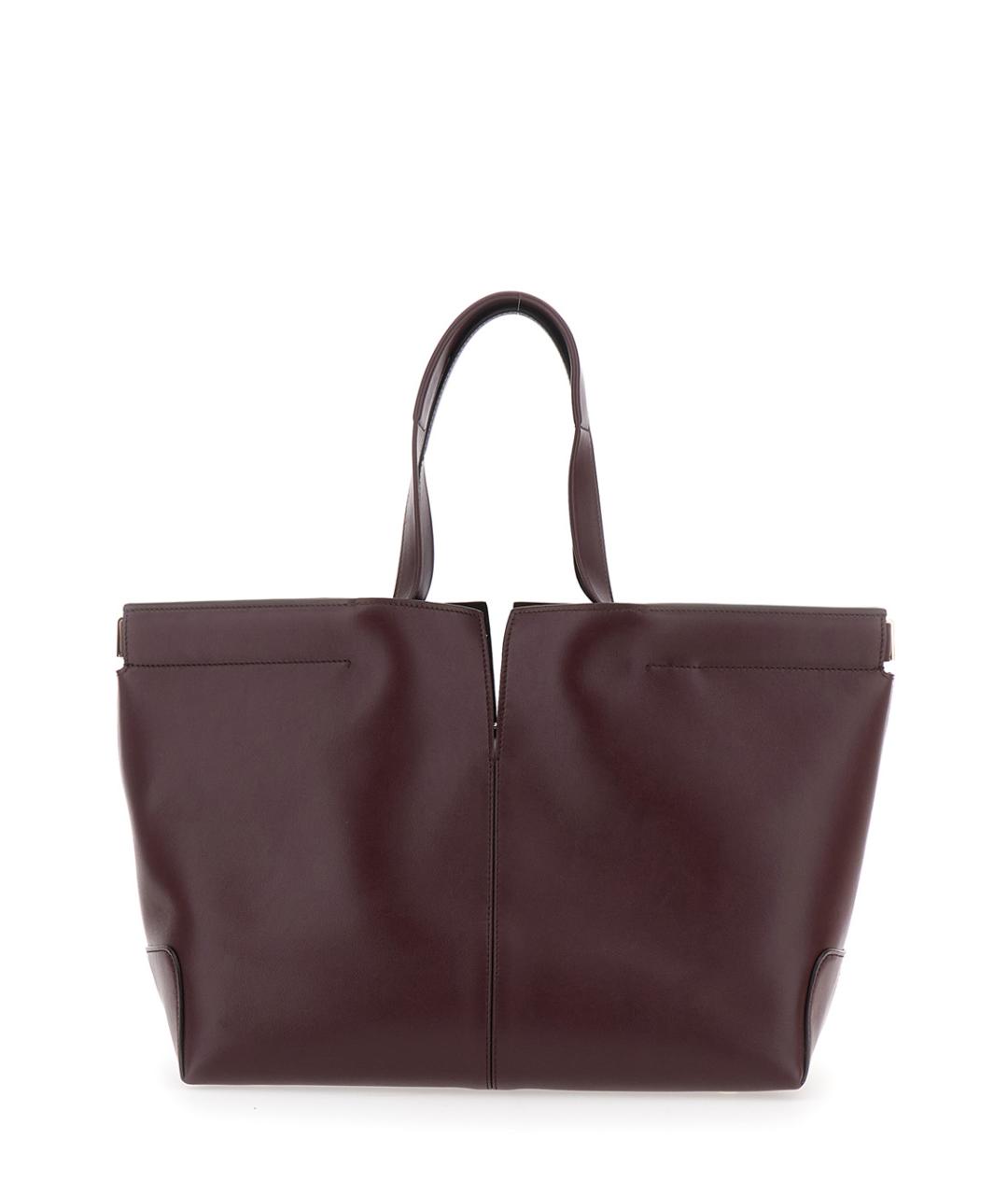 TOD'S Бордовая кожаная сумка тоут, фото 2