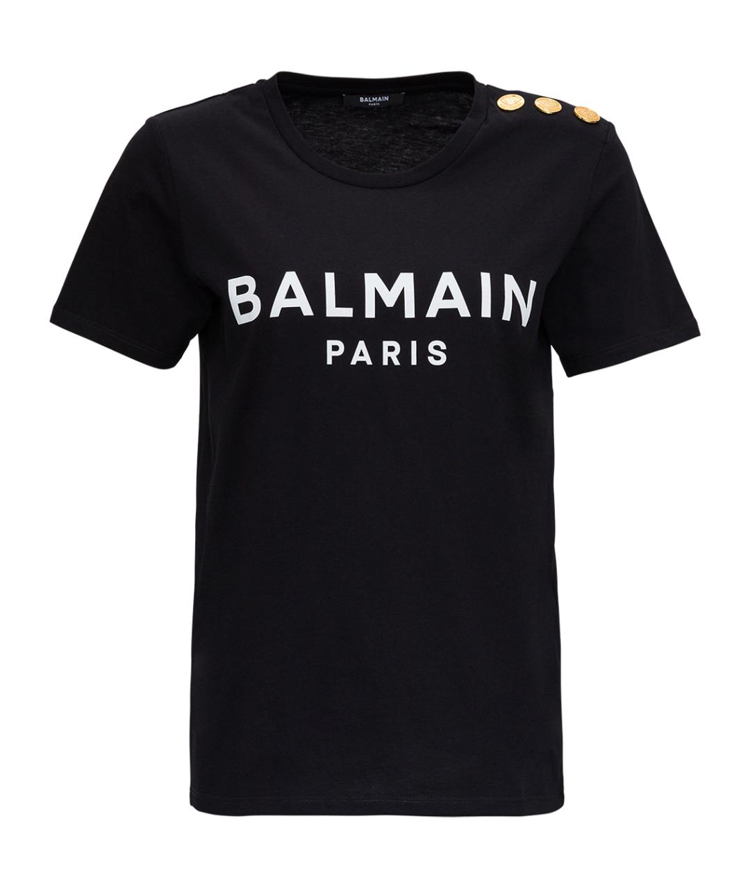 BALMAIN Черная хлопковая футболка, фото 1
