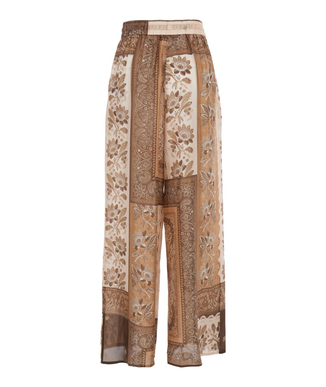 ZIMMERMANN Коричневые шелковые прямые брюки, фото 2