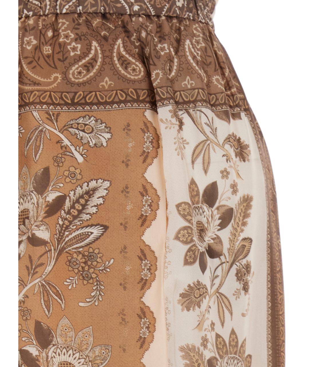 ZIMMERMANN Коричневые шелковые прямые брюки, фото 3