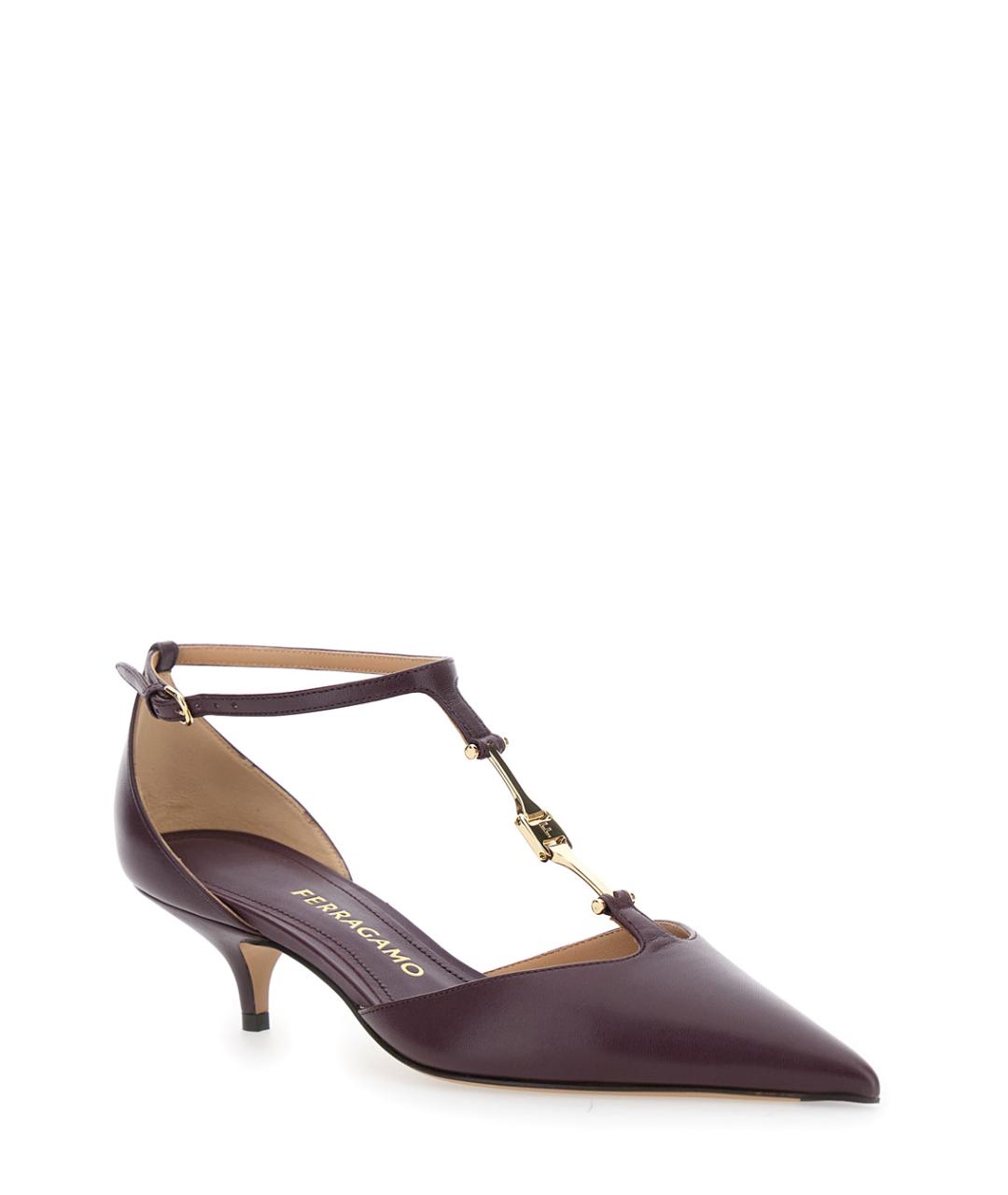 FERRAGAMO Бордовые кожаные туфли, фото 2