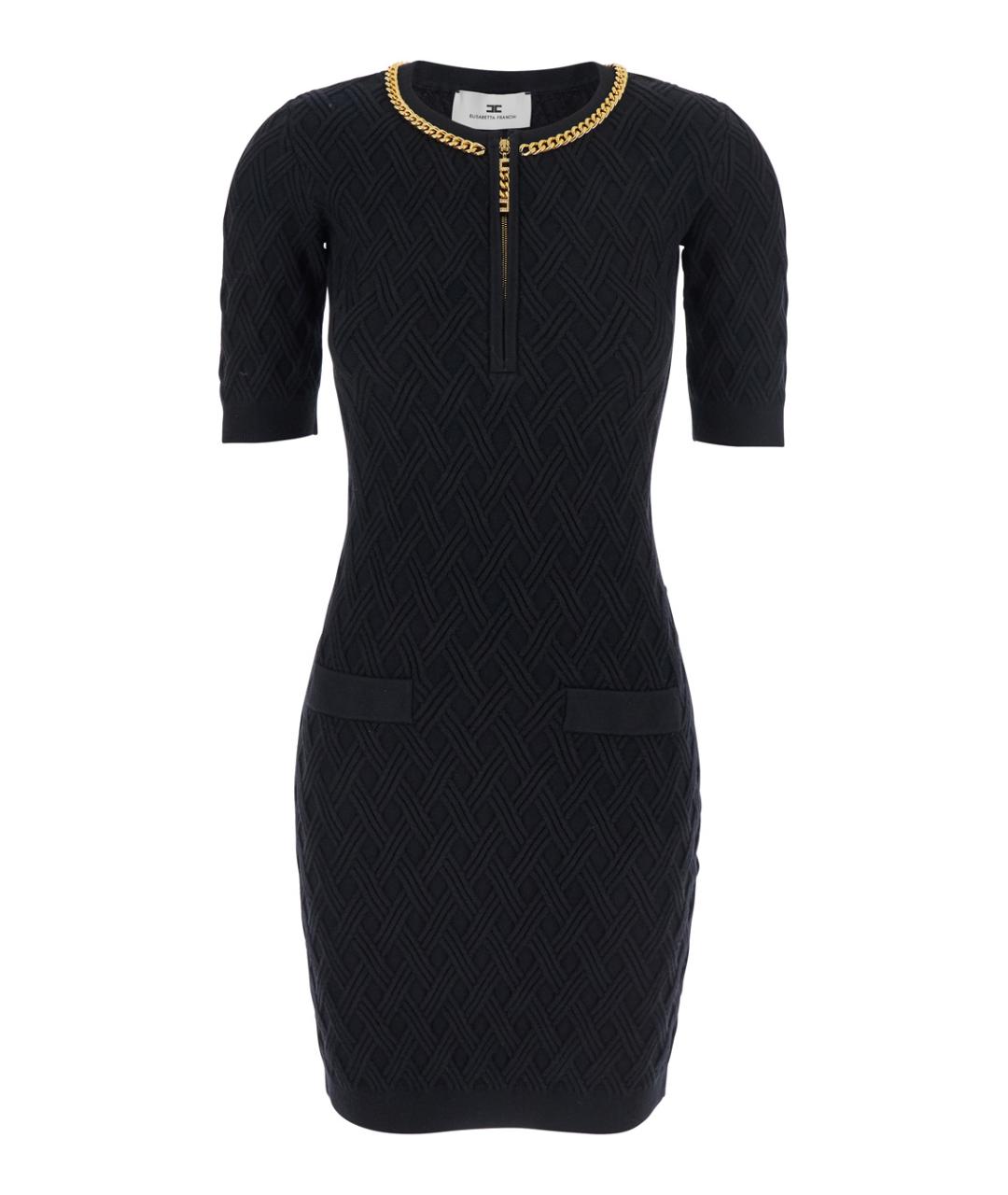 ELISABETTA FRANCHI Черное вискозное повседневное платье, фото 1