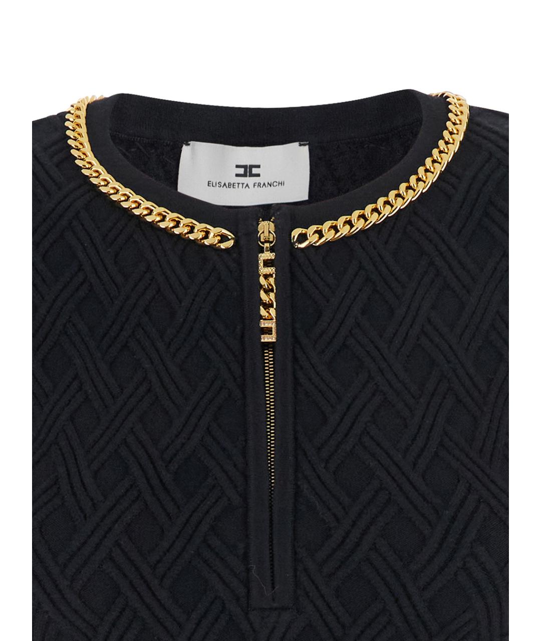 ELISABETTA FRANCHI Черное вискозное повседневное платье, фото 3