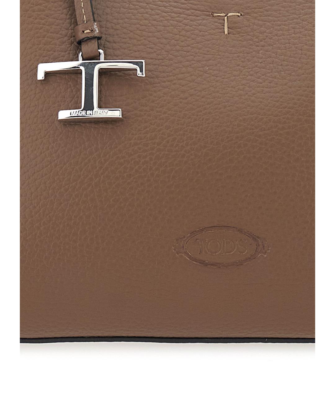 TOD'S Коричневая кожаная сумка с короткими ручками, фото 3