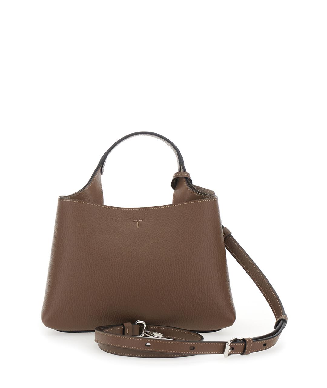 TOD'S Коричневая кожаная сумка с короткими ручками, фото 2