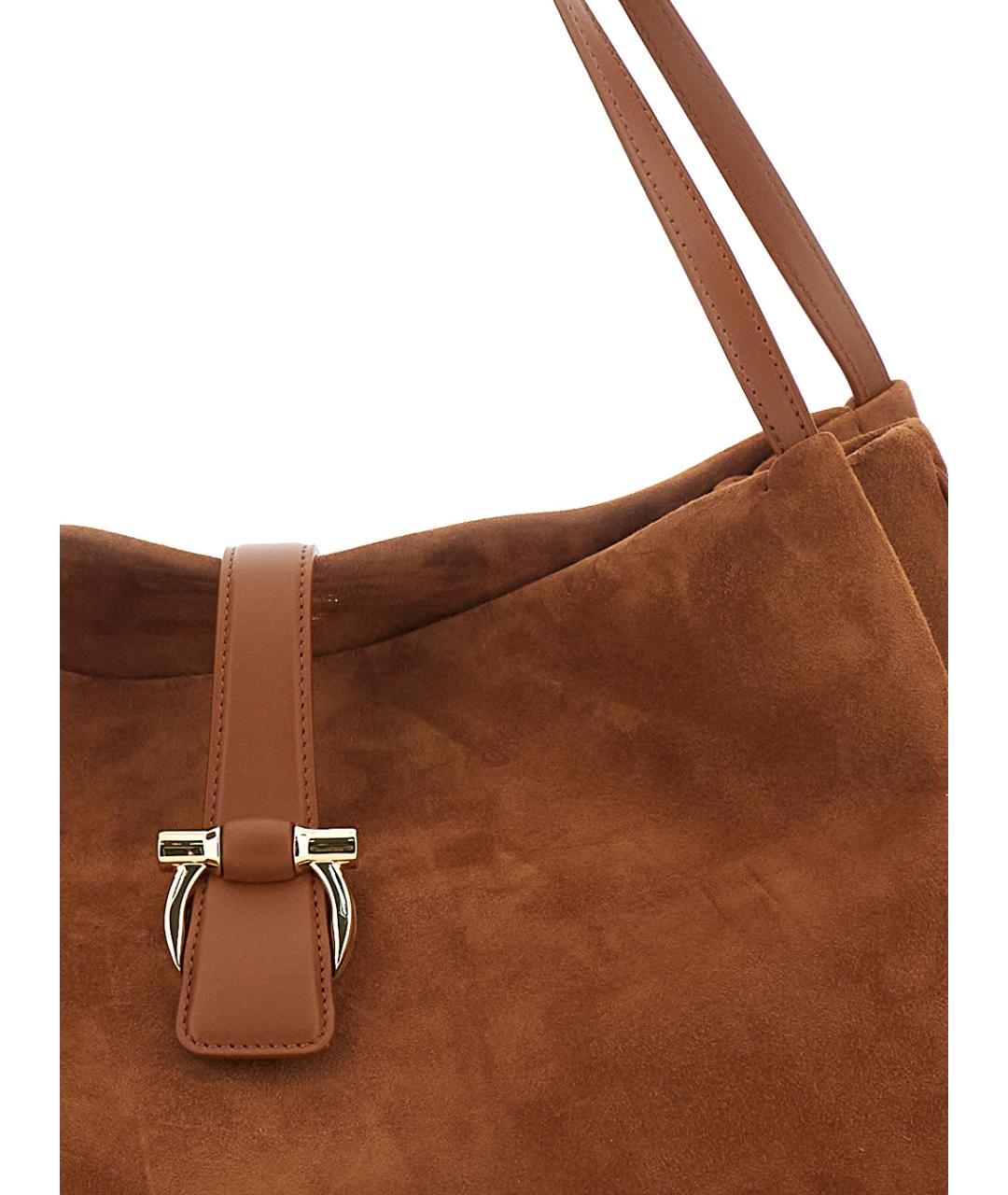 FERRAGAMO Коричневая замшевая сумка через плечо, фото 3