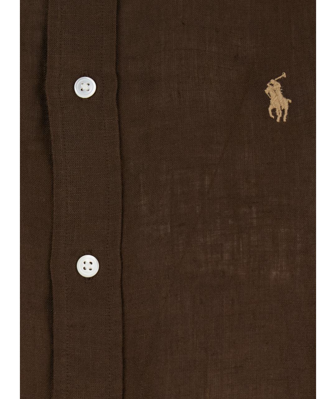 POLO RALPH LAUREN Коричневая льняная рубашка, фото 3