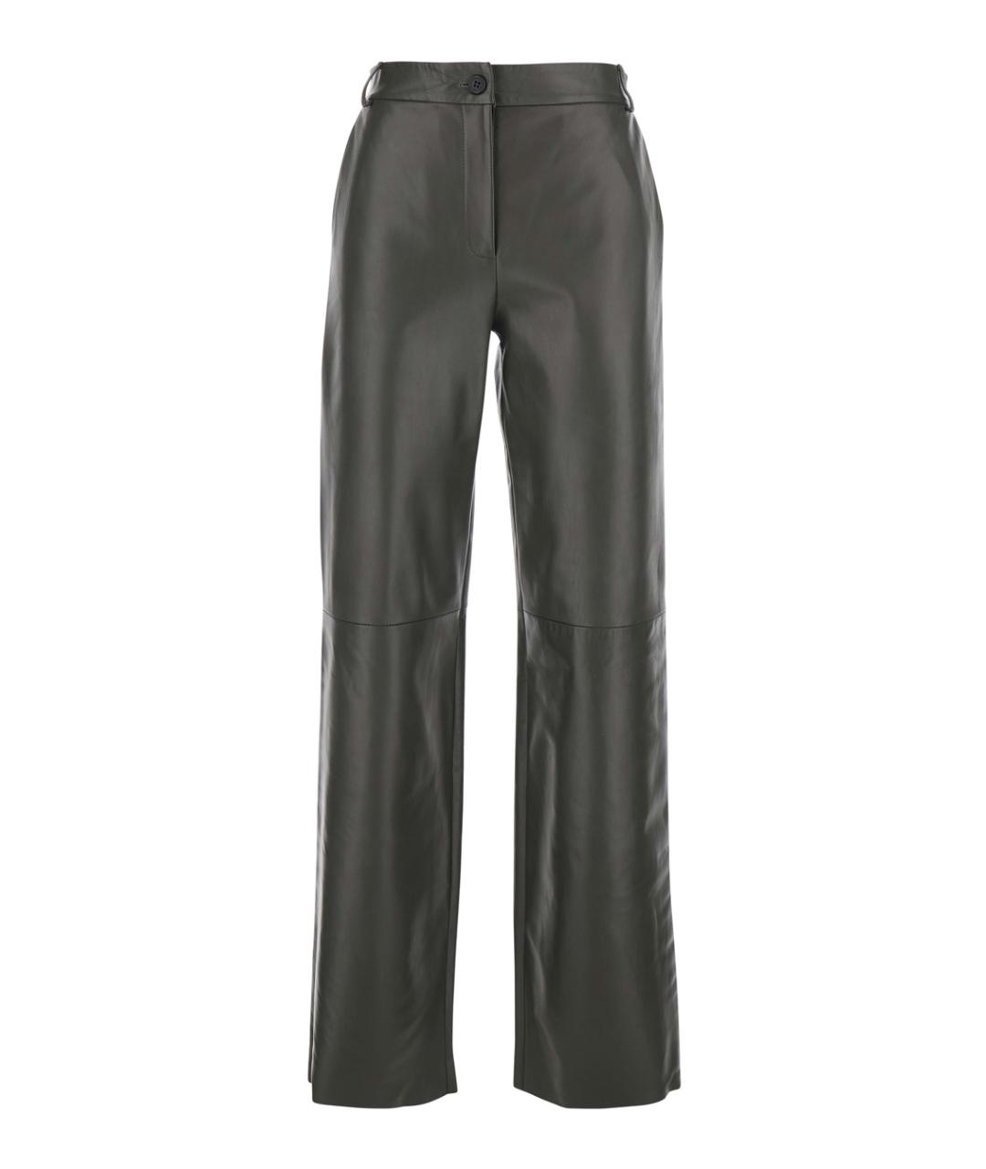 ANTONELLI Зеленые кожаные прямые брюки, фото 1