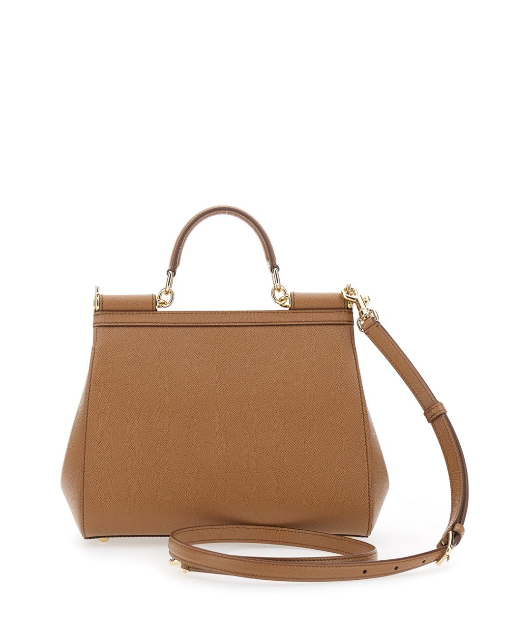 DOLCE&GABBANA Бежевая кожаная сумка с короткими ручками, фото 2