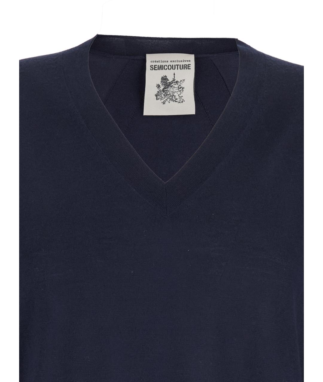 SEMICOUTURE Синий шерстяной джемпер / свитер, фото 3