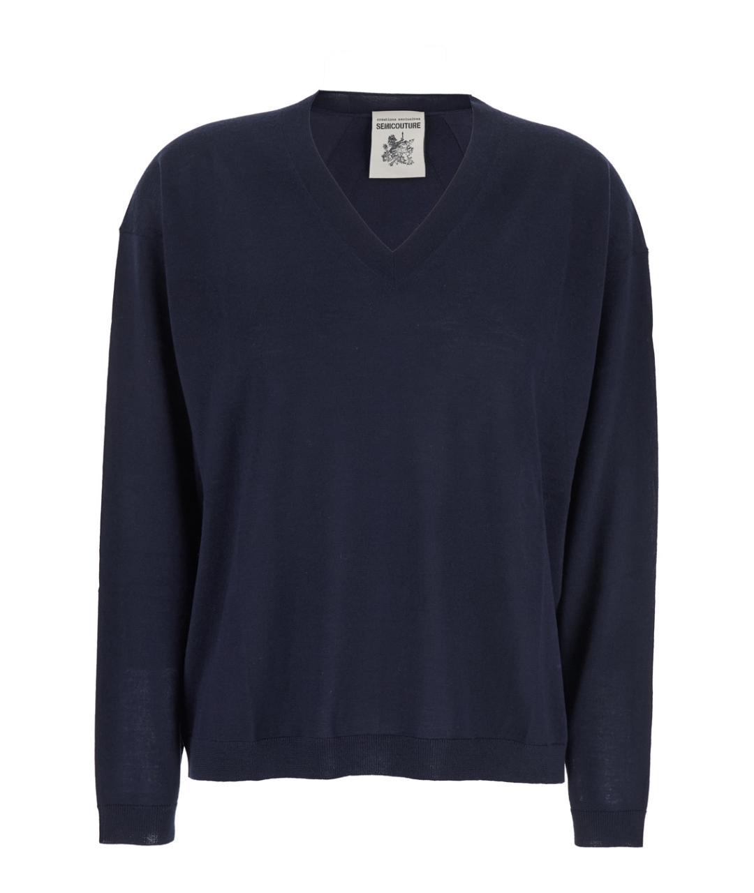 SEMICOUTURE Синий шерстяной джемпер / свитер, фото 1