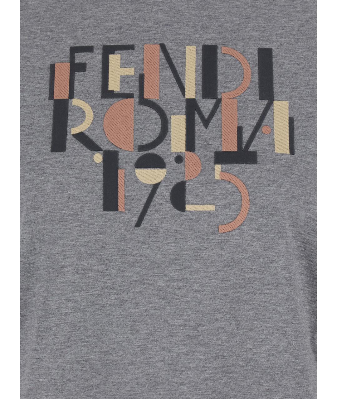 FENDI Серая хлопковая футболка, фото 3