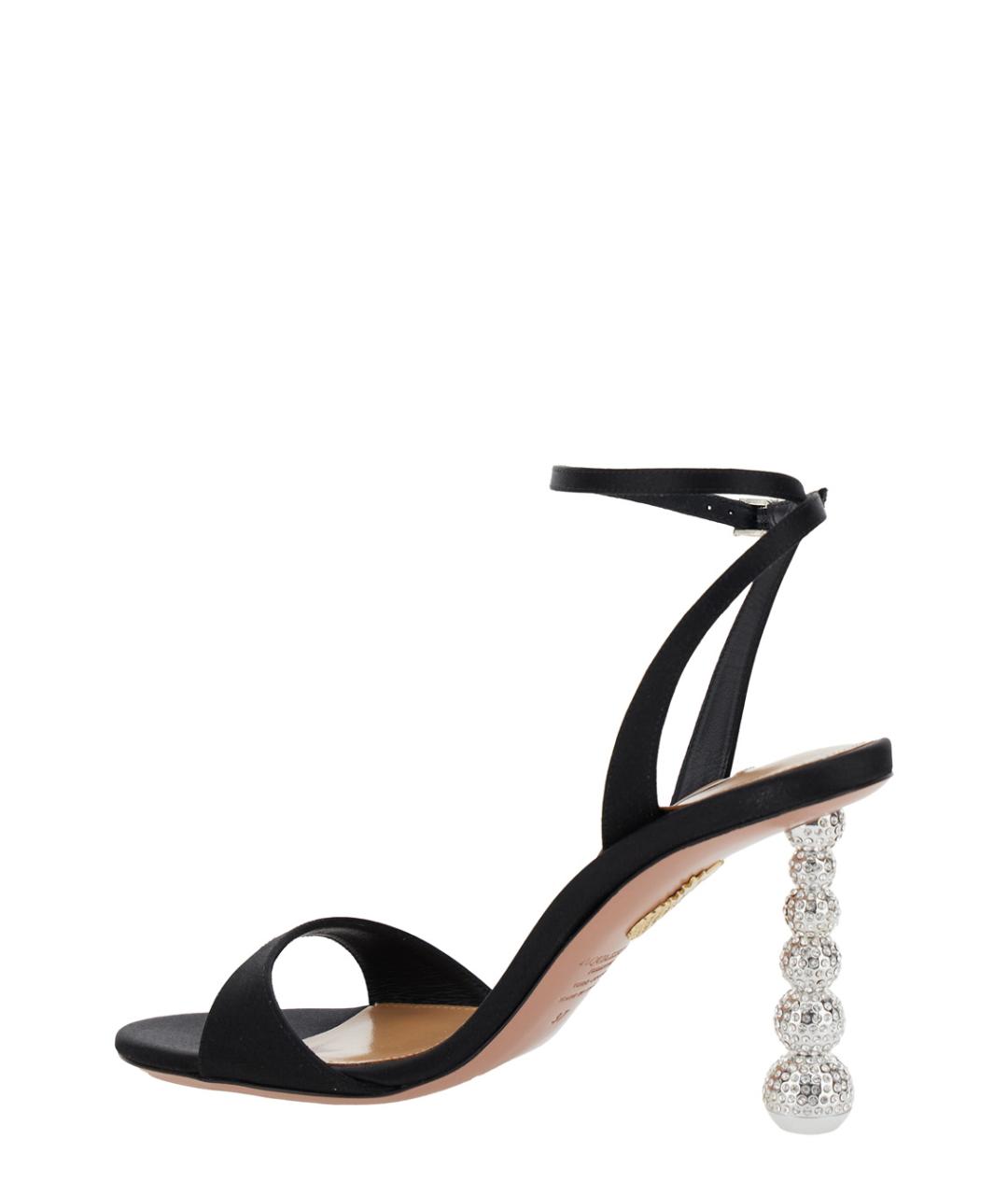 AQUAZZURA Черные текстильные босоножки, фото 3