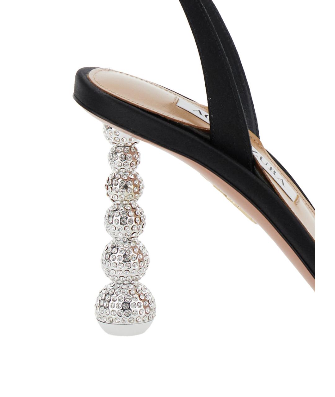 AQUAZZURA Черные текстильные босоножки, фото 4