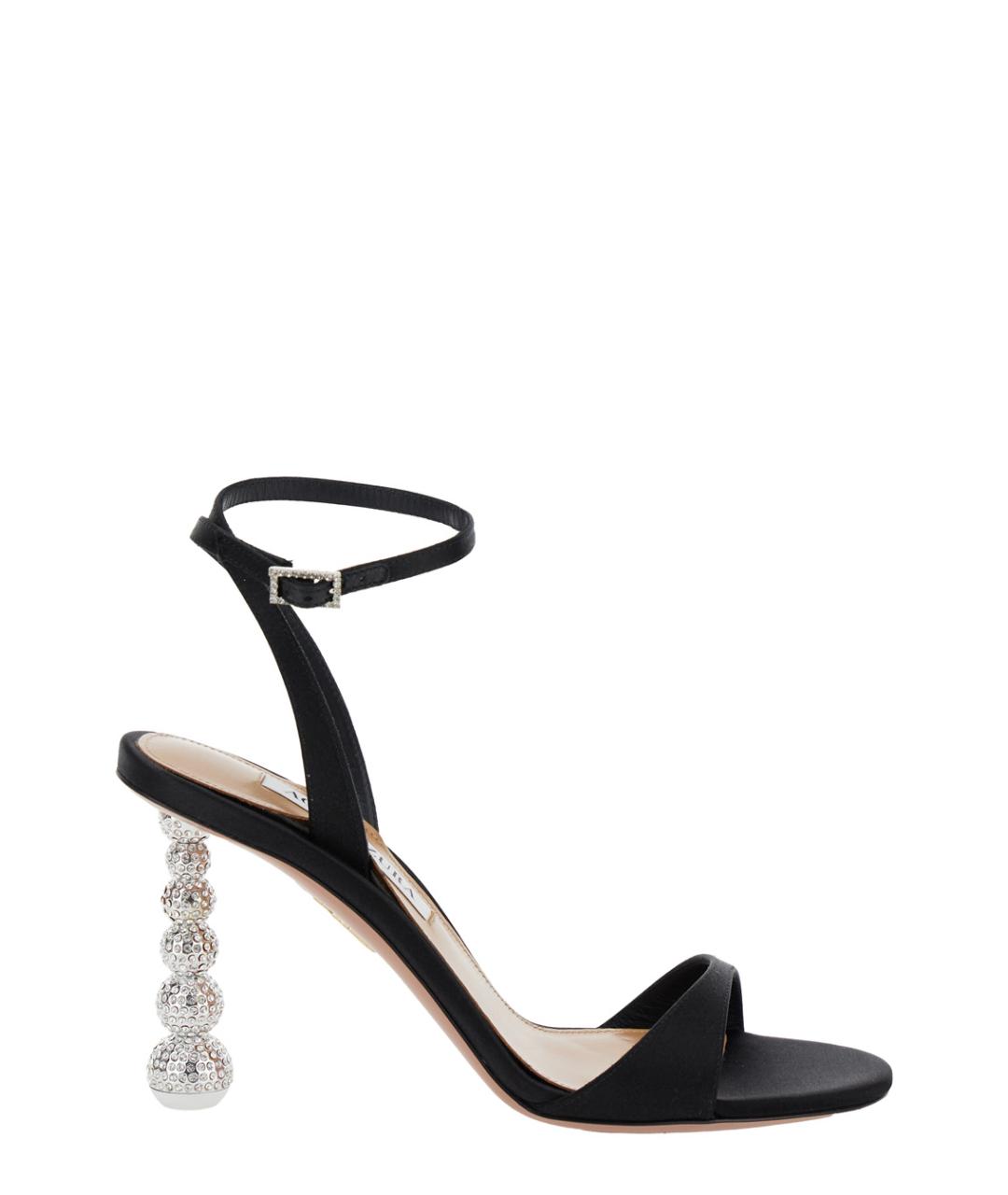 AQUAZZURA Черные текстильные босоножки, фото 1