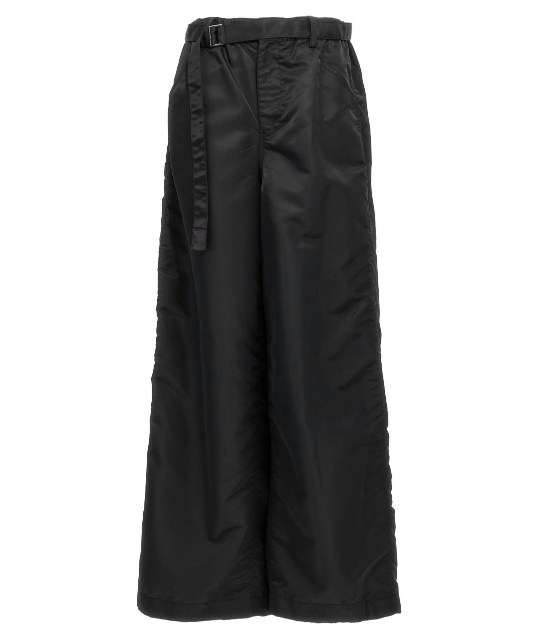 SACAI Черные полиамидовые прямые брюки, фото 1