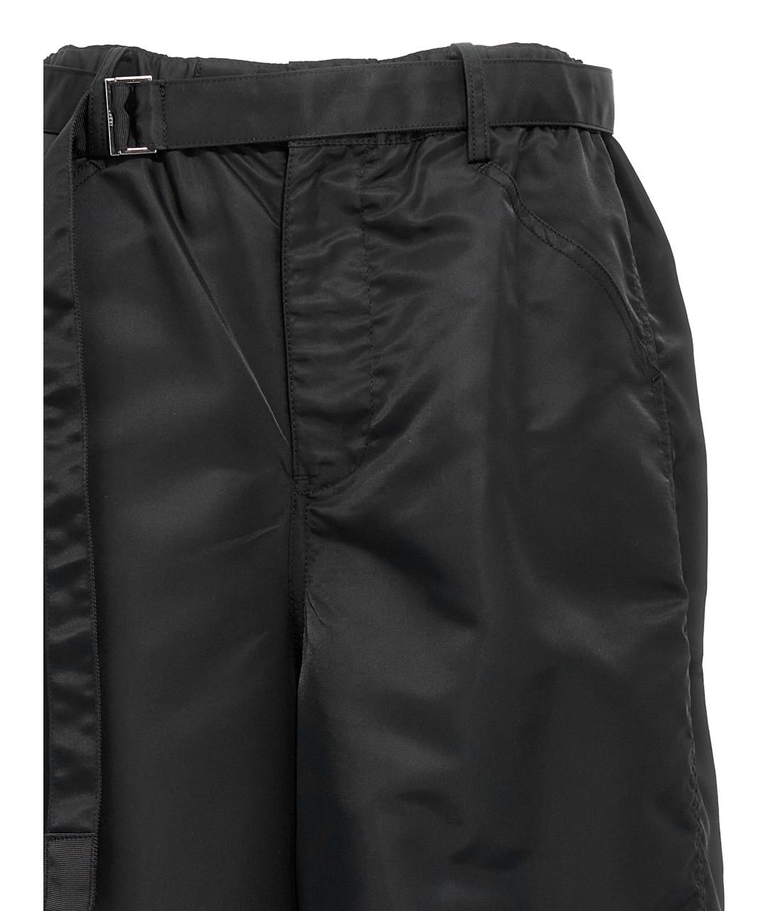 SACAI Черные полиамидовые прямые брюки, фото 3