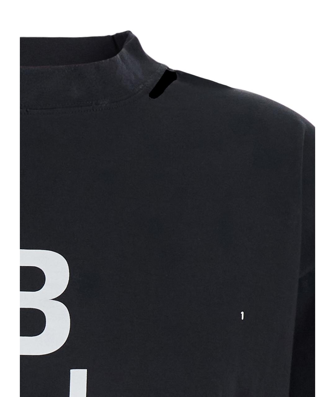 BALENCIAGA Черная хлопковая футболка, фото 3