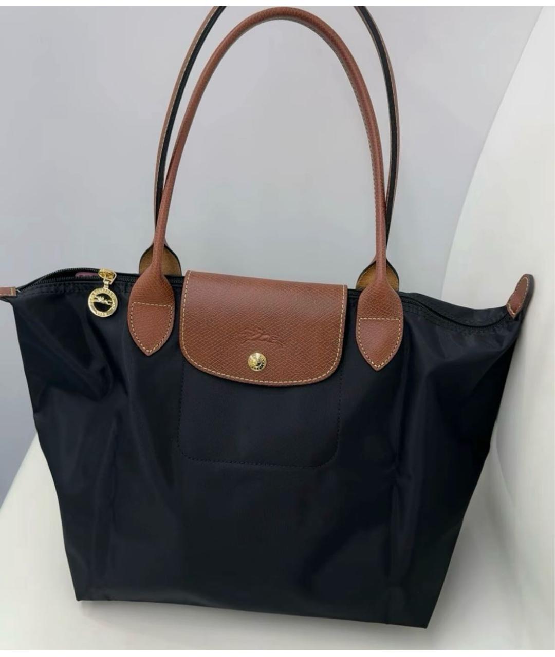 LONGCHAMP Черная тканевая сумка с короткими ручками, фото 6