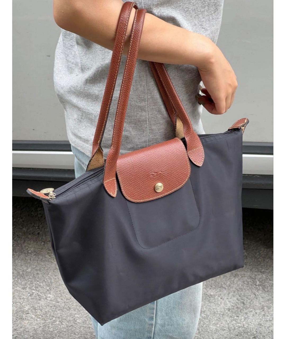 LONGCHAMP Черная тканевая сумка с короткими ручками, фото 5