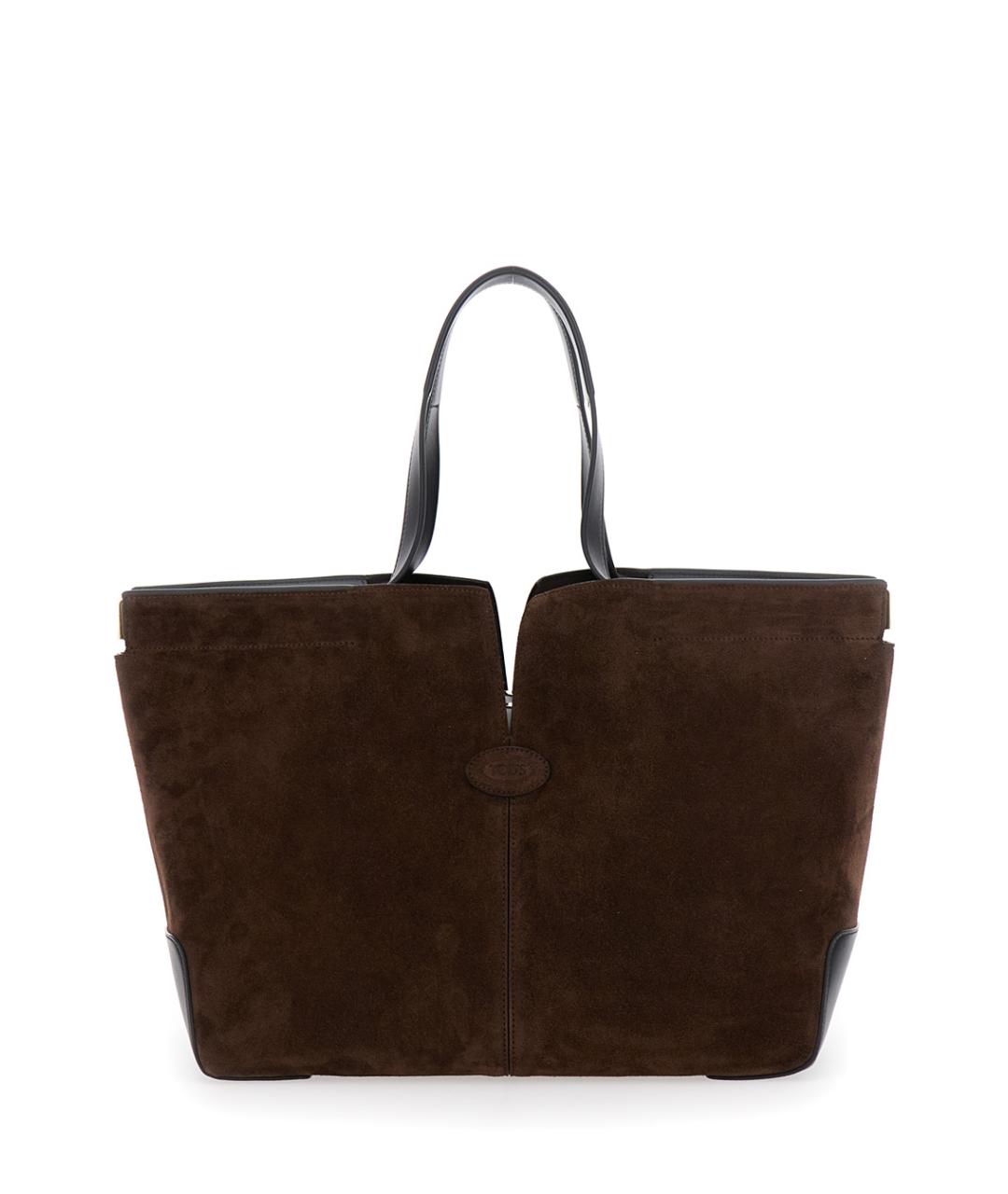 TOD'S Коричневая замшевая сумка тоут, фото 1