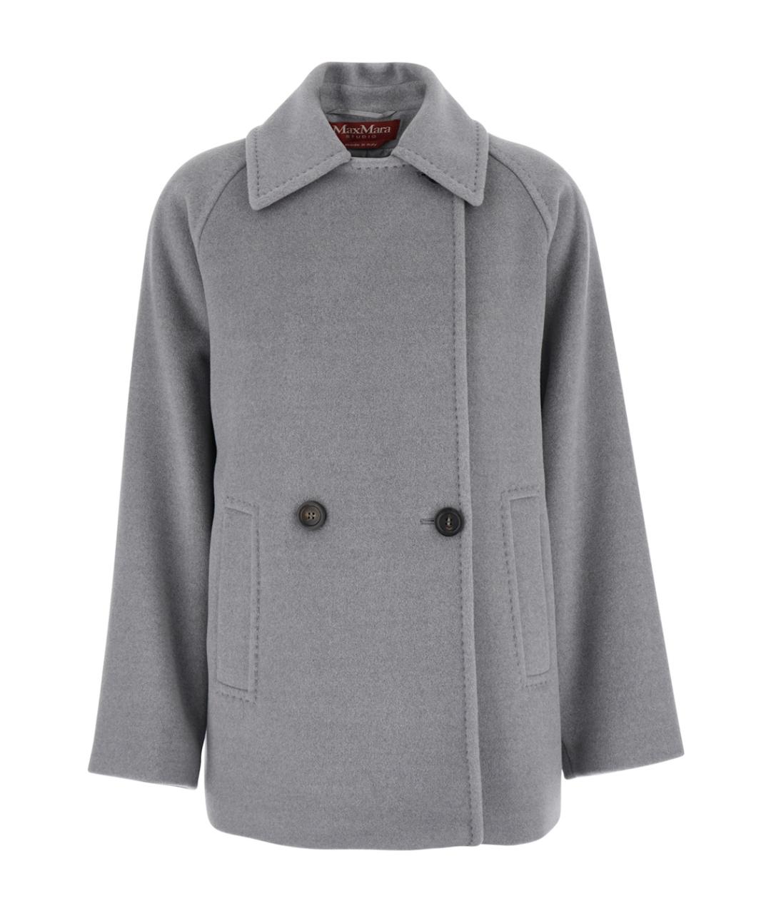 MAX MARA STUDIO Серое шерстяное пальто, фото 1