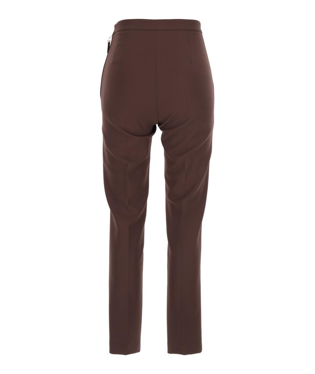 ELISABETTA FRANCHI Коричневые полиэстеровые прямые брюки, фото 2