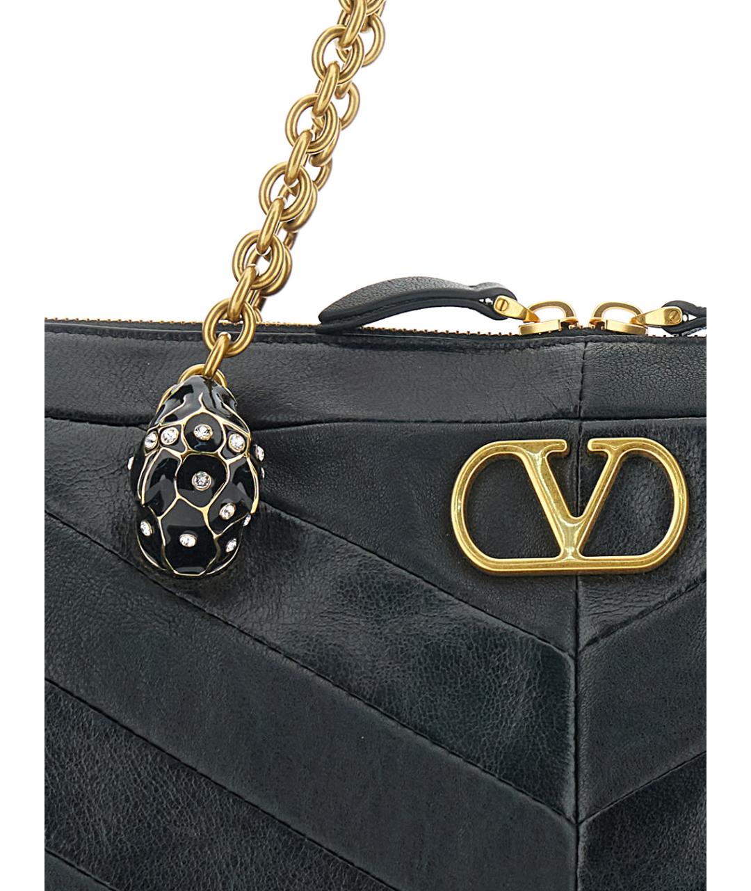 VALENTINO Черная кожаная сумка через плечо, фото 3