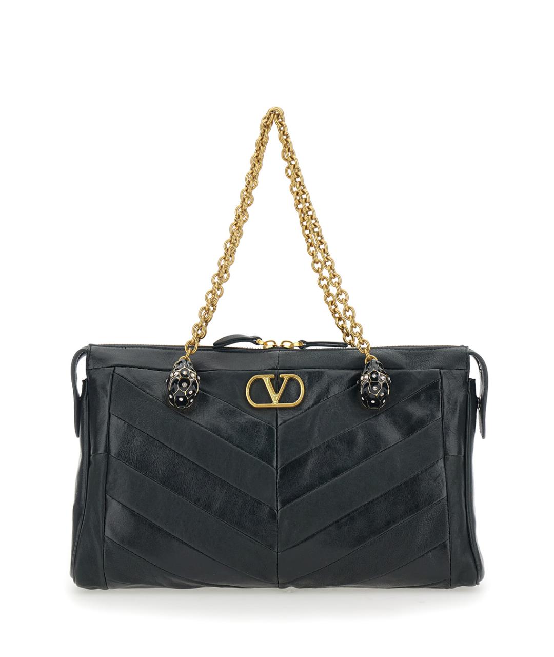 VALENTINO Черная кожаная сумка через плечо, фото 1