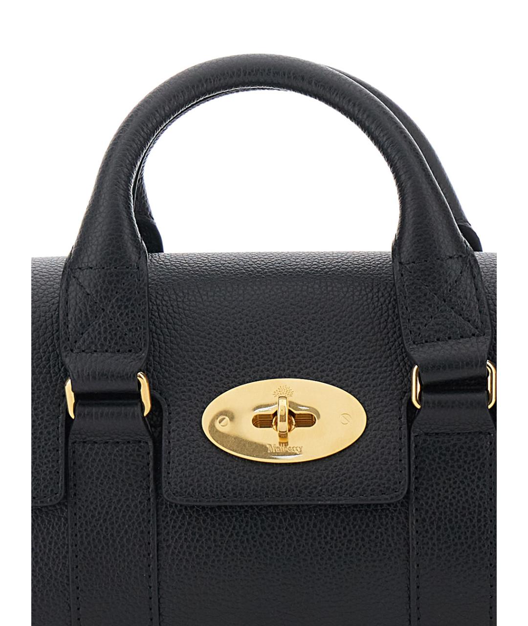 MULBERRY Черная кожаная сумка с короткими ручками, фото 3
