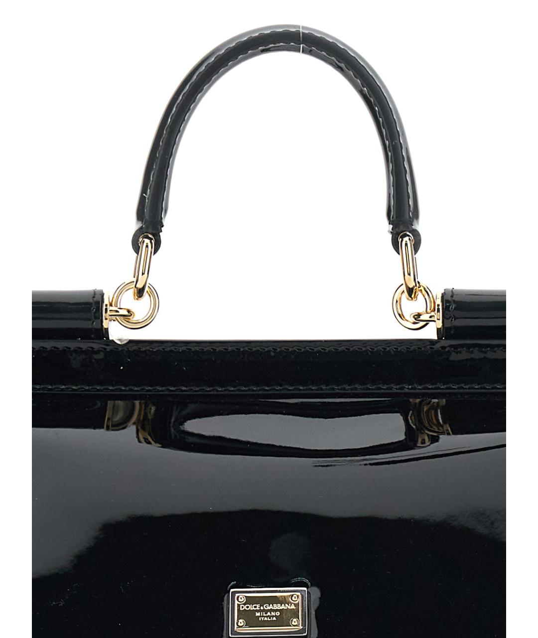 DOLCE&GABBANA Черная кожаная сумка с короткими ручками, фото 3