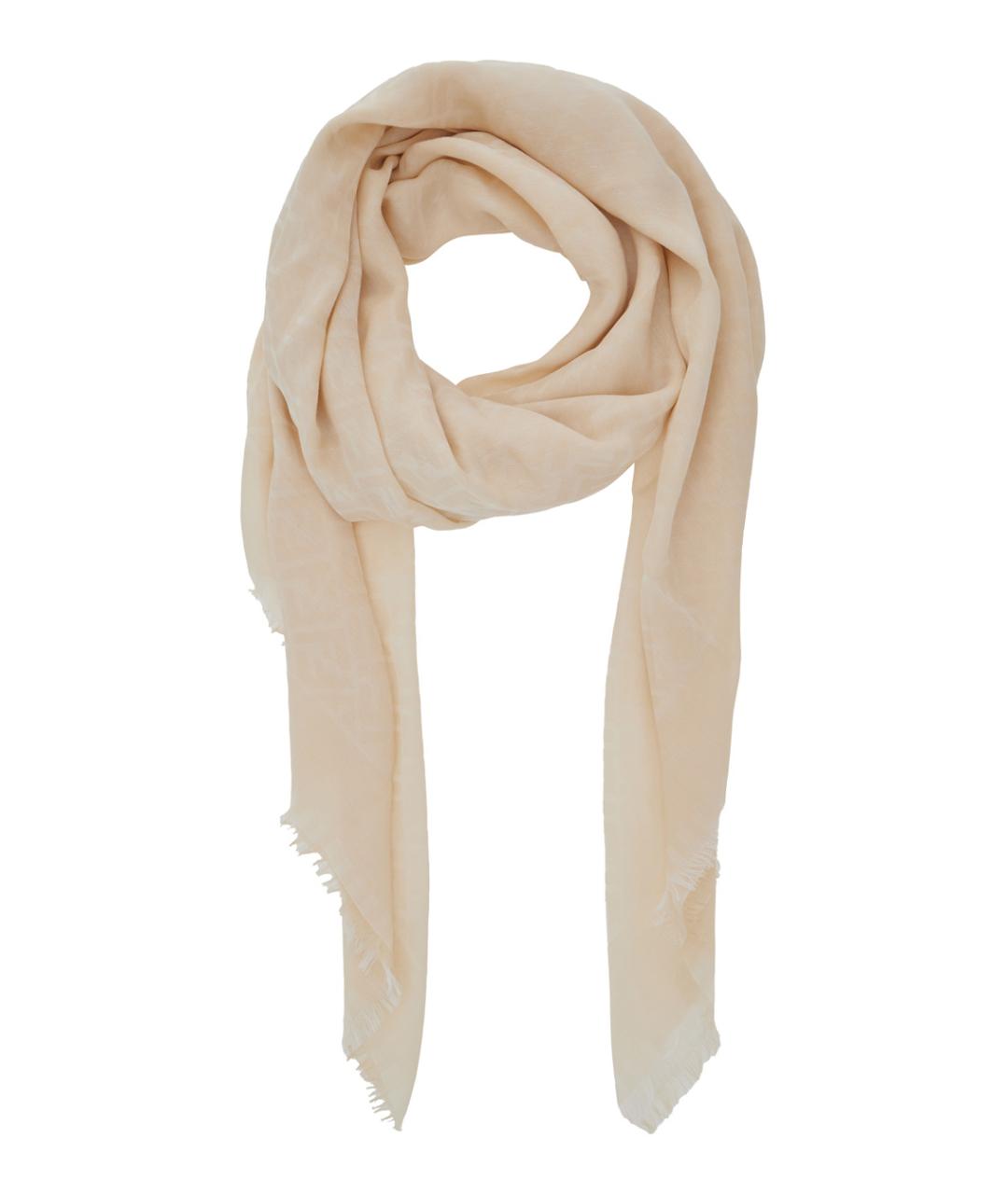 FENDI Бежевый хлопковый шарф, фото 2