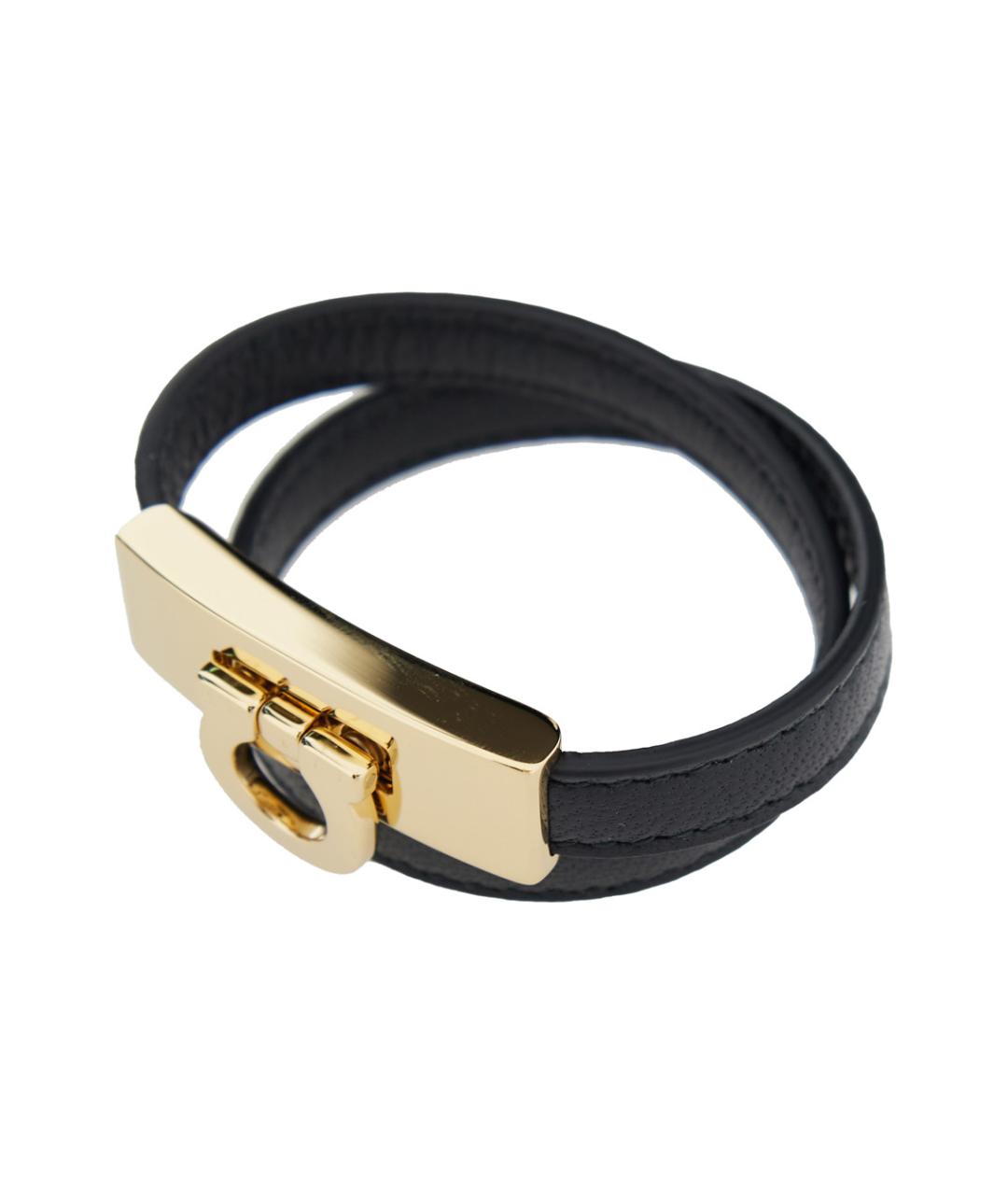 FERRAGAMO Черный кожаный браслет, фото 2