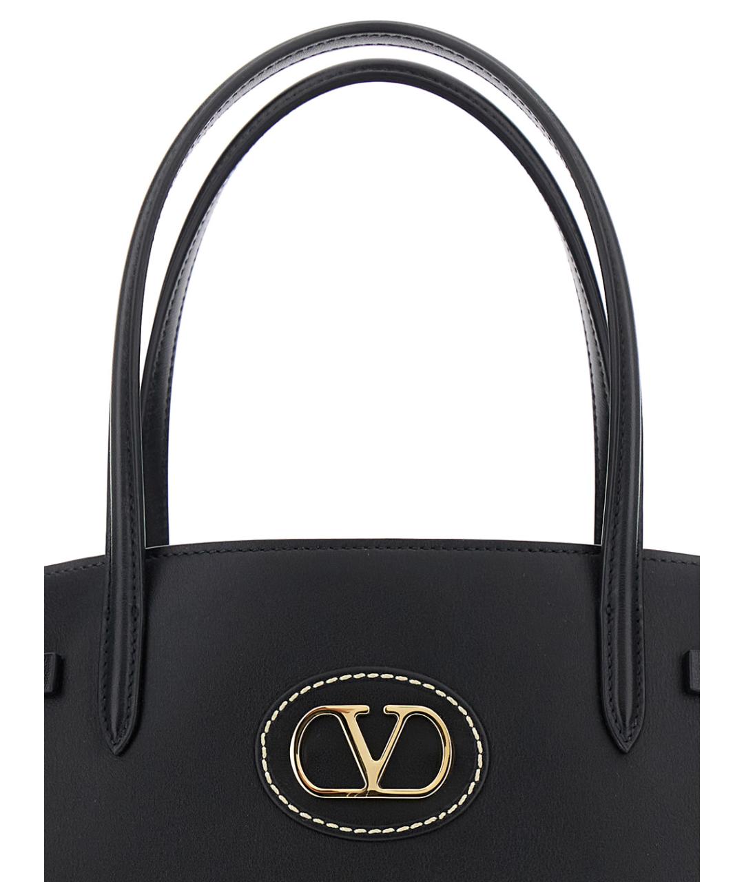 VALENTINO Черная кожаная сумка тоут, фото 3