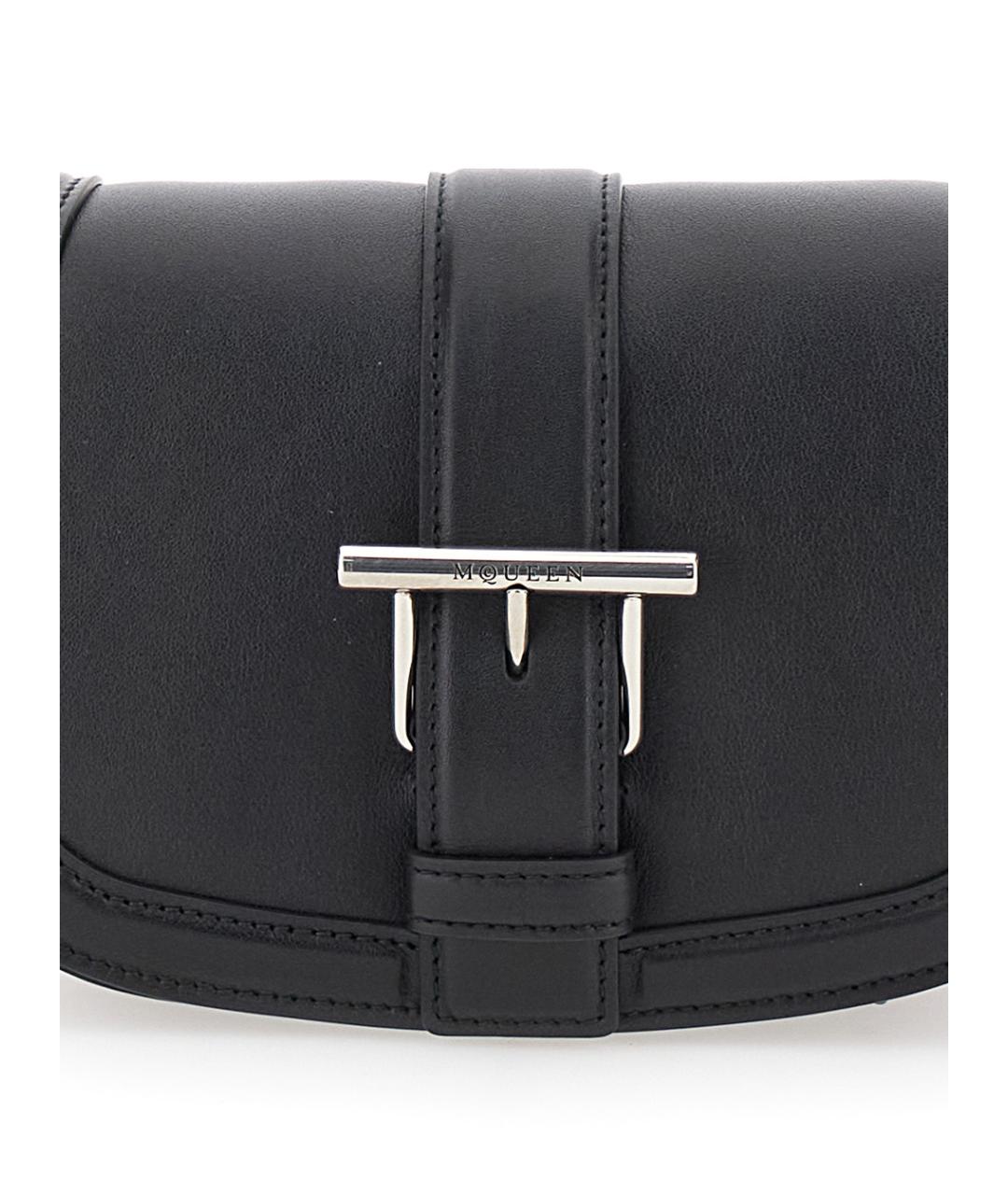 ALEXANDER MCQUEEN Черная кожаная сумка через плечо, фото 3