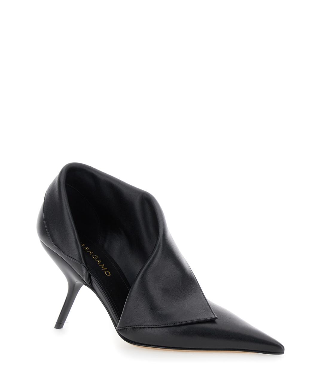 FERRAGAMO Черные кожаные туфли, фото 1