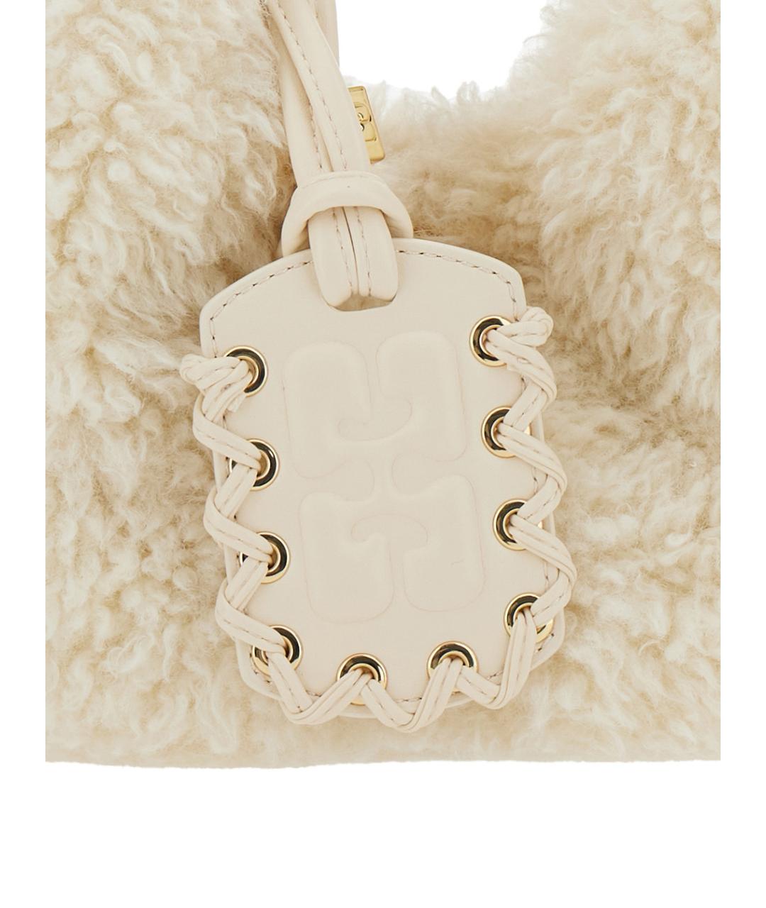 GANNI Белая синтетическая сумка с короткими ручками, фото 3