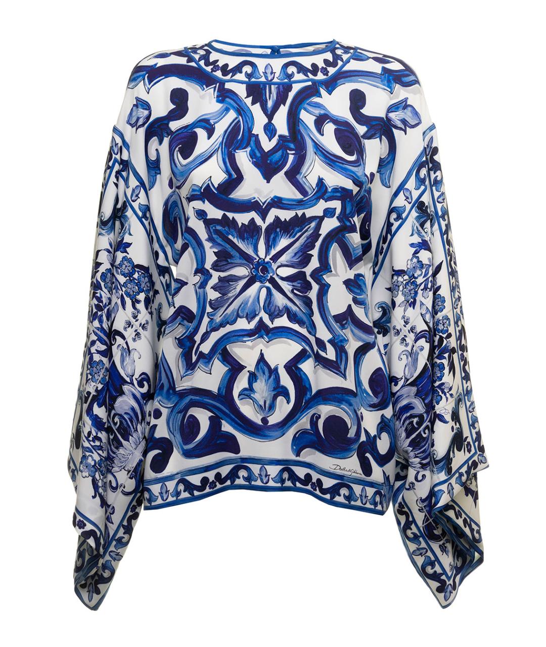 DOLCE&GABBANA Синяя шелковая блузы, фото 1