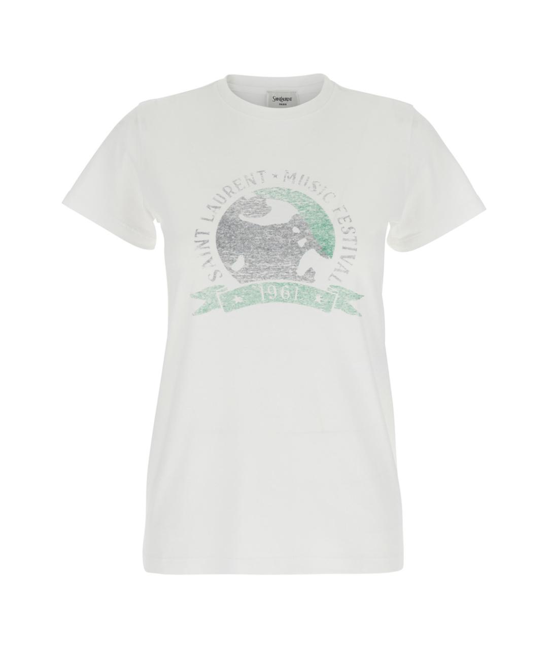 SAINT LAURENT Белая хлопковая футболка, фото 1