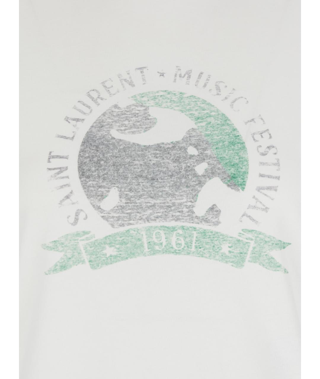 SAINT LAURENT Белая хлопковая футболка, фото 3