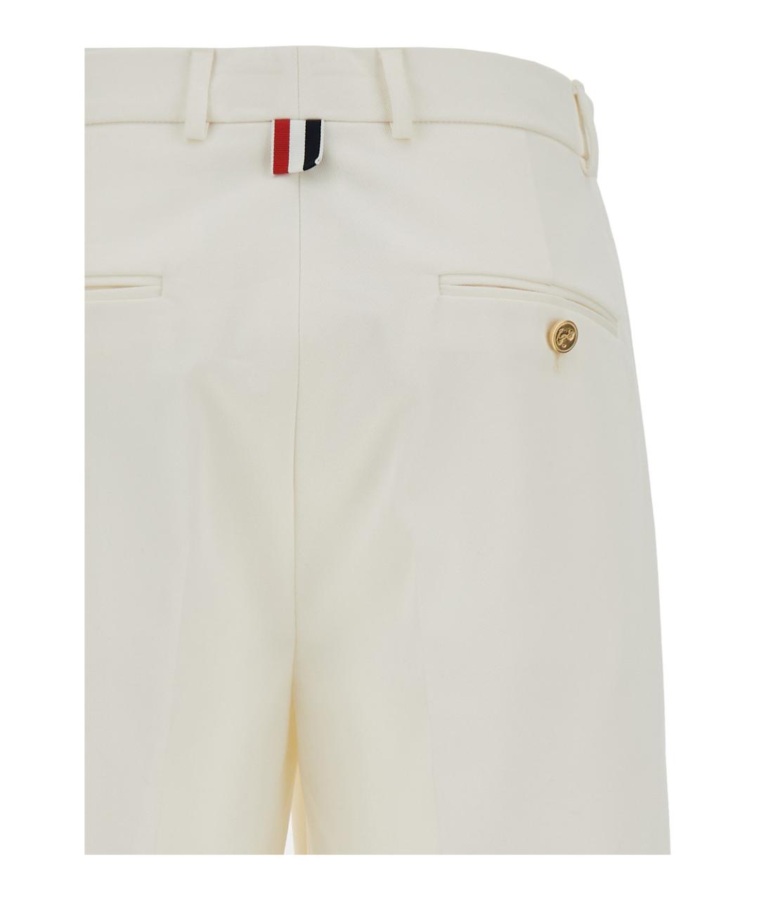 THOM BROWNE Белые хлопковые прямые брюки, фото 3